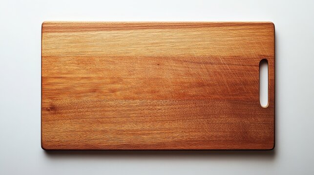 Isolated image of a cutting board on a white surface, perfect for promoting kitchenware or culinary tools.