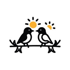 two birds on a branch Love Bird Vector 