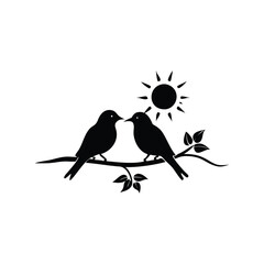 two birds on a branch Love Bird Vector 