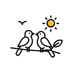 two birds on a branch Love Bird Vector 