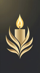 Elegant Minimalist Candle Design: A Spiritual Symbol of Light and Warmth for Modern Art Backgrounds Celebrating Nature's Beauty, Serenity, and Enlightenment