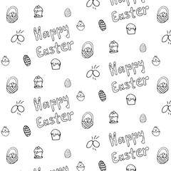 Seamless Easter Pattern with Hand-Drawn Elements