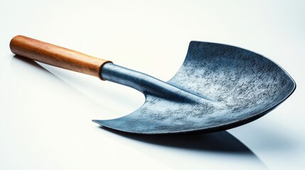 Isolated image of a garden shovel on a clean white surface, ideal for gardening product promotions.