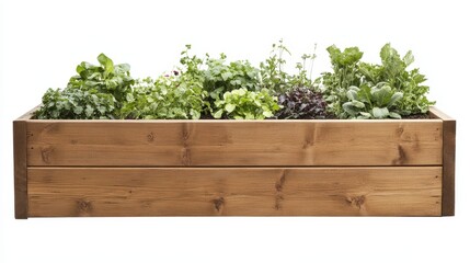 Isolated image of a raised garden bed on a white background, perfect for promoting home gardening solutions.