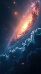 Awe-inspiring view of a spiral galaxy glowing in the dark expanse of space