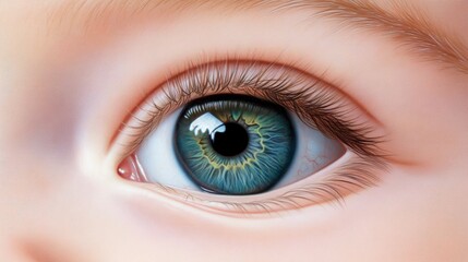 Close Up View of Beautiful Baby Eye - A stunning close-up image showcasing a baby's eye with intricate details and vibrant colors.