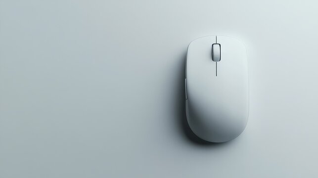A single wireless mouse isolated on a clean white background, ideal for computer accessory marketing.