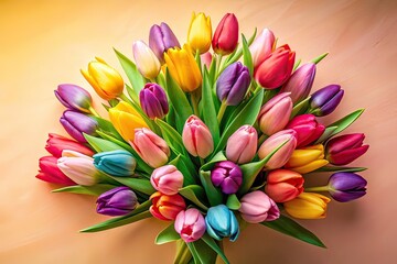 Obraz premium Silhouettes of Tulips Bouquet - Vibrant Mood, Pastel Background