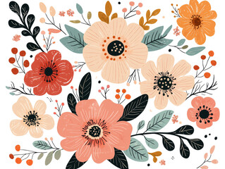 Charming Floral Arrangement with Vibrant Blooms and Lush Green Leaves