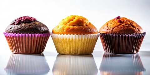 Silhouette Sweet Muffins Isolated on White - AI Photography