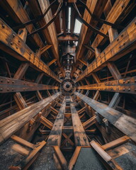 A deep coal mine with a dark entrance surrounded b_004