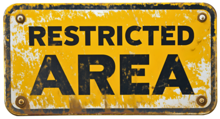 Restricted Access Sign in an Isolated Area with Warning Symbols and Safety Information