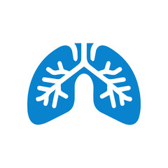 blue simple human lung icon.