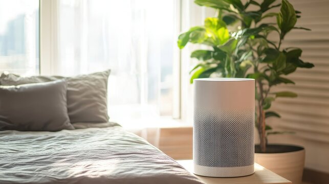 A single air purifier isolated on a white background, perfect for promoting home air quality solutions.