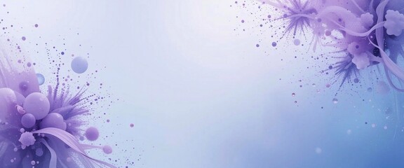 Abstract composition of purple blobs and spheres: a delicate and airy burst of color