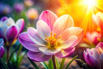 Fototapeta premium Spring Beauty Portrait Photography AI Art, Flower Portrait, Blooming Flowers, Springtime Elegance