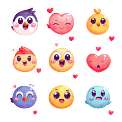 Obraz premium Colorful Cartoon Emojis Featuring Cute Animals and Expressions for Fun Designs