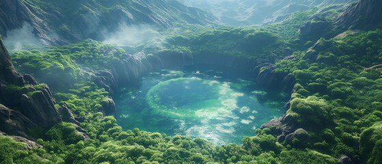 Obraz premium A giant crater of an extinct volcano inside of whi_005