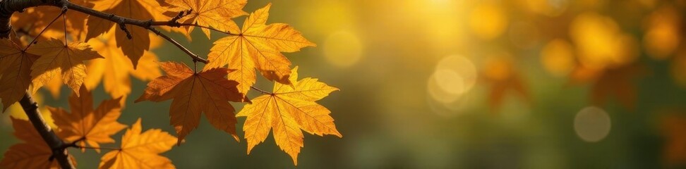 Branches with seeds and leaves of Sycamore tree amidst autumn foliage, branches, seed pods