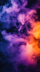 Fototapeta premium Vibrant abstract background with swirling purple and orange smoke. A dynamic, mystical, and artistic composition, perfect for fantasy, atmospheric, and creative designs.