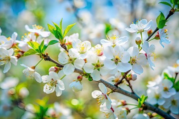 Obraz premium Spring Garden White Flowers Fruit Tree Blurred Photo
