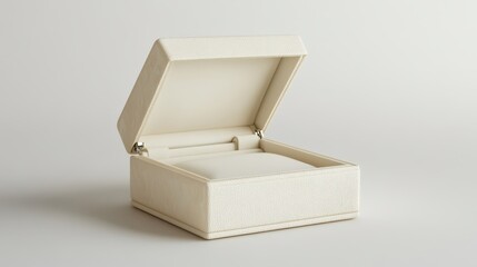 A single handcrafted jewelry box isolated on a white surface, great for luxury gift promotions.