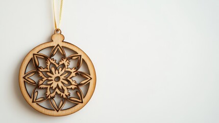 Isolated image of a handmade wooden ornament on a white surface, ideal for promoting personalized decor.
