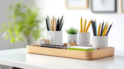 A single desk organizer isolated on a white surface, ideal for promoting student or office desk products.