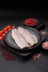 Herring fillet salted and marinated with salt, spices and oil