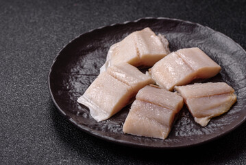 Herring fillet salted and marinated with salt, spices and oil