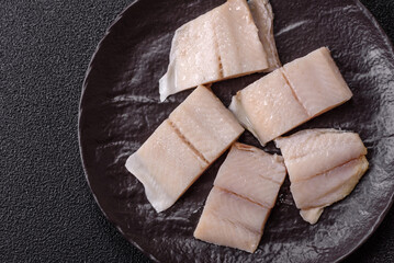 Herring fillet salted and marinated with salt, spices and oil
