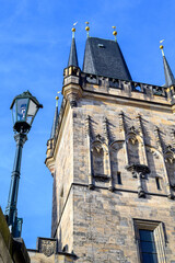 Mala Strana Bridge Tower (Malostranska mostecka vez), gothic tower on the the Charles Bridge in Prague, Chech Republic