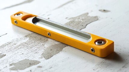 Close-up of a level tool isolated on a white surface, perfect for construction or DIY project promotions.