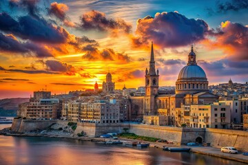Stunning Sunset Over Valletta Malta Rule of Thirds