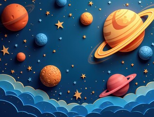 Paper-Cut Ringed Planet in a Cosmic Galaxy