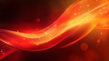 Abstract fiery wave background with dynamic light and glowing particles