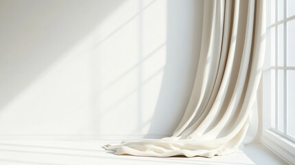 Isolated image of a set of curtains on a clean white surface, perfect for home textile promotions.