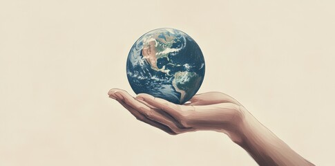 A Hand Gently Cradles The Earth Globe