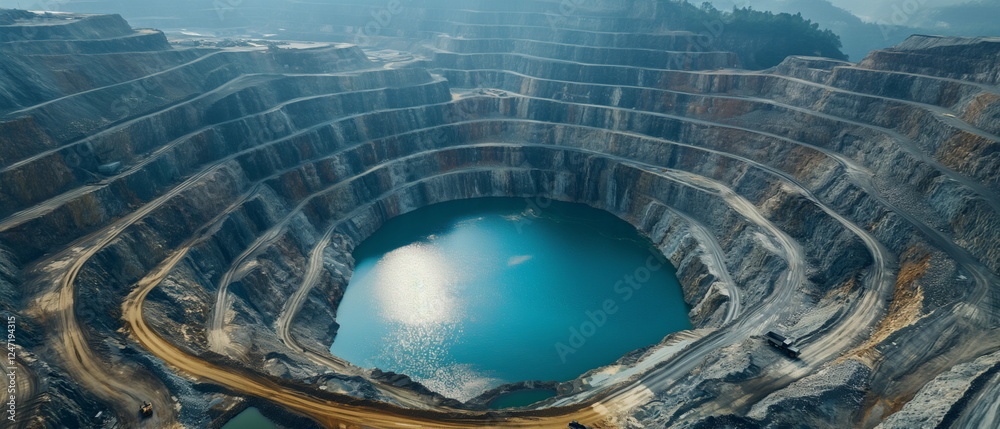 Sticker a view from above of a huge crater-like quarry in _005
