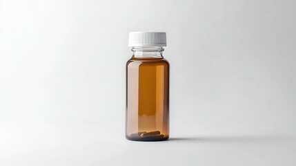 A single bottle of vitamins isolated on a white background, perfect for health product marketing.