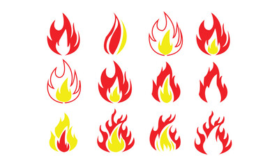 Fire flame logo vector illustration design template. vector fire flames sign illustration isolated. fire icon