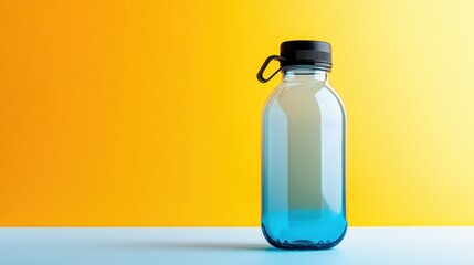 image of a water bottle on a clean white surface, great for hydration product marketing.