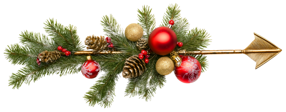 Vintage Christmas Directional Signpost Collection with Santa Plaque and Festive Decorations isolated