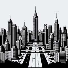 art, illustration, image, logo, icon, wallpaper, skyline, silhouette, angola, luanda, angola luanda skyline vector black and white