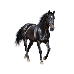 Fototapeta premium Majestic Black Stallion in Motion Against Transparent Background