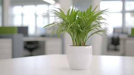 Fototapeta premium Office plant on table, modern workplace background