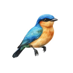 Vibrant Blue and Orange Bird Illustration