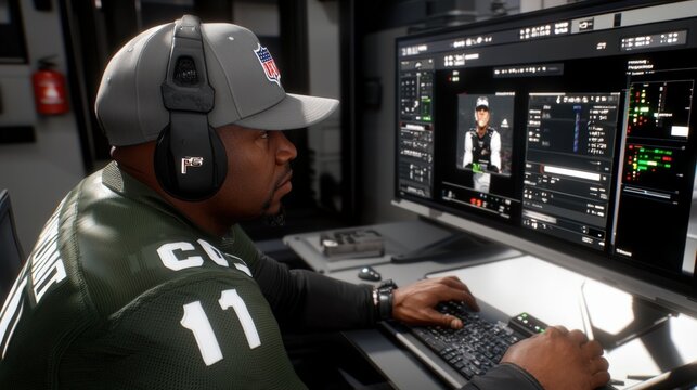 Analyzing game performance virtual sports arena digital media gaming environment close-up angle data insights - Powered by Adobe