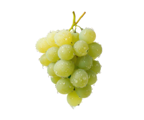 A close-up shot of a vibrant bunch of fresh green grapes with water droplets