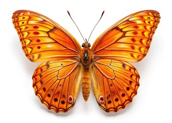 Fototapeta premium Surreal Orange Butterfly, Great Orange, Isolated, AI Photo, Fantasy, Abstract